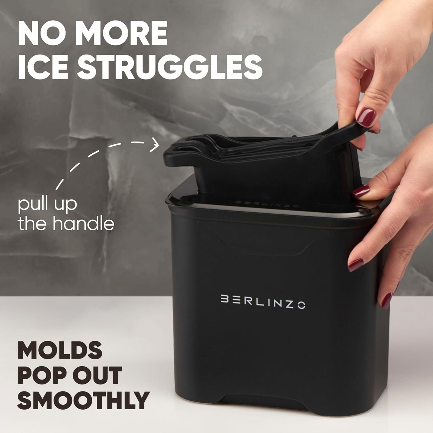 Premium  Ice Cube Maker with Conversation Ice Prints – 4 Large 2.1"   Ice Squares – Giftable Idea for Party, Game Night & Just for Fun – Includes Storage Bag (Non-Electric)