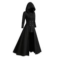 thumbnail image 5 of 2026 Women Renaissance Hooded Maxi Dress, Steam Punk Lace Up Front Long Dress, Vintage Gothic Holiday Party Gown, 5 of 5