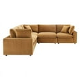 thumbnail image 2 of Modway Commix Sectionnel 5 Pcs Surrempli en Velours de Performance Rempli de Duvet, Couleur Cognac, 2 of 5