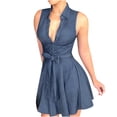 thumbnail image 2 of SMihono Robe Bohème d'Été pour Femmes Grande Taille Mode Femmes Col à Revers Décontractée Aguichant Imprimée Sans Manches Ample Robe Chemise, 2 of 6