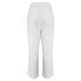 thumbnail image 4 of LEKODE Cotton Linen Pants Women High Waisted Straight Leg Lounge Pants Vacation Beach Trousers Summer Versatile Trousers White 3XL, 4 of 5