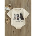 thumbnail image 2 of FEORJGP Infant Baby Girls Boys Summer Romper 3M 6M 12M 18M Newborn Short Sleeve Jumpsuit Crewneck T-shirt Rompers Letter Horse Head Print Casual Bodysuit Toddler Daily Loose Clothes, 2 of 9