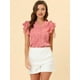 thumbnail image 2 of Blusa con Cuello En V Allegra K de gasa con volantes Rosa M, 2 of 5