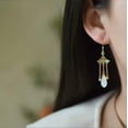 thumbnail image 3 of HOOUN White Jade Flower Earrings Women Jewelry 925 Silver Magnolia Talismans Natural, 3 of 5