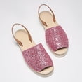 thumbnail image 4 of Samdudou Elevated Sandals for Women Open Toe Sparkly Glitter Wide Band Slingback Strap Classic Woven Espadrille Flatform Shoes Vacation Resort Wear, 4 of 9