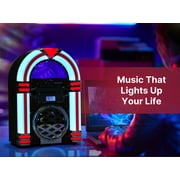 Victor Retro Bluetooth Jukebox with CD Player & FM Radio | 15-Inch 1950s Diner Style Tabletop Speaker, Color-Changing LED Lights, 33ft Wireless Streaming & AUX Input