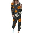 thumbnail image 3 of QATAINLAV Two Piece Sets for Women Fashion Halloween Print Tracksuit Long Sleeve Pullover Tops and Drawstring Harem Sweatpants with Pockets Plus Size Lounge Set Today Sales Black 4XL, 3 of 6