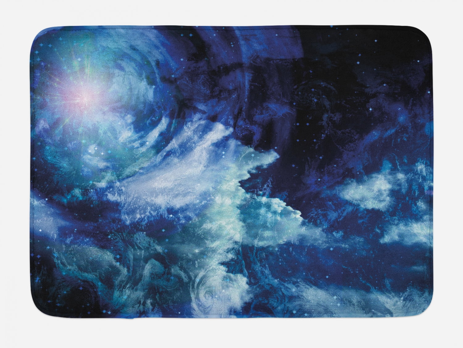 Space Bath Mat, Nebula Gas Cloud on Celestial Sphere Universe Themed Infinity Design Galaxy Art