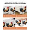 thumbnail image 5 of Retro Rooster Bed Skirt California King Size 16" Drop Realistic Animal Wood Grain Ruffled Wrap Around Bed Skirts Adjustable Elastic Bedskirt Dust Ruffle for California King Size Bed, 5 of 7