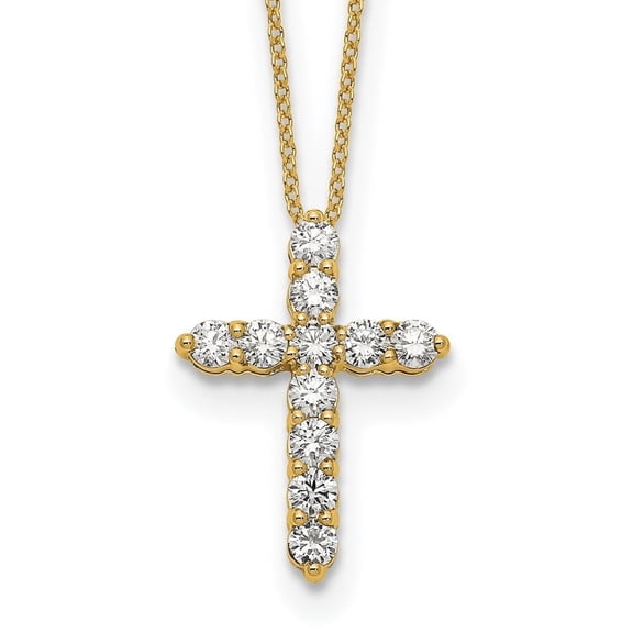 Auriga Fine Jewelry 14K Yellow Gold 2.8 mm Lab Grown Diamond Cross Necklace for Women 18"