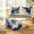 thumbnail image 4 of Lujosas fundas de almohada SHAOSZC de mármol azul marino y dorado - Diseño abstracto con estilo, decoración neutra y elegante, mezcla de poliéster de larga duración - 45 x 45 cm, 4 of 7