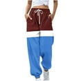 thumbnail image 1 of Funicet Pants for Women,Women Fashion Color Blocked Printed Drawstring Pants, 1 of 5