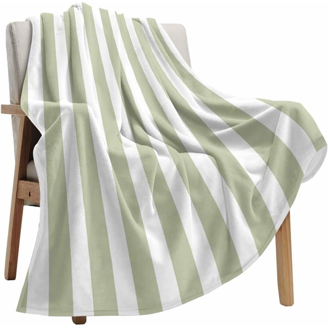 Throw Blanket Sage Green Stripes Blankets and Throws, Simple Style Blanket for Couch Bed Sofa Chair Dorm, Soft Cozy Warm Lightweight Flannel Fleece Blanket for Home Decor All Season 30x40 Inch