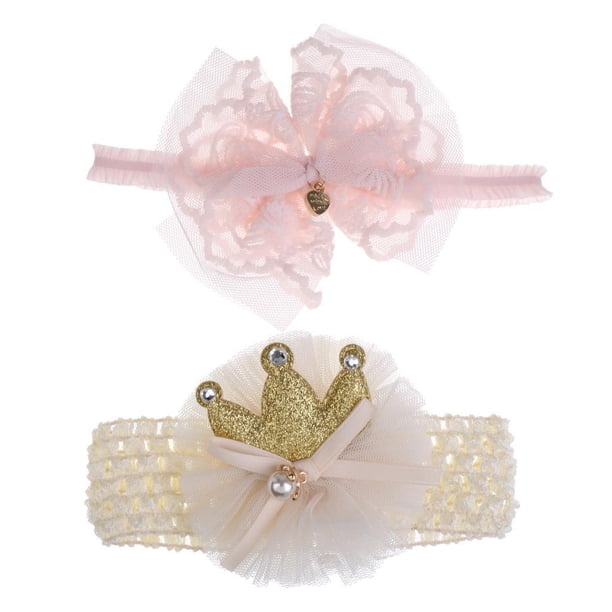 Lazos para el cabello de encaje para niñas pequeñas, bandas elásticas con flores Rosa Dorado1