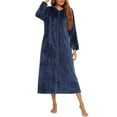 thumbnail image 4 of yillto Flannel Nightgowns for Women Long Sleeve Hoodie Zip up Sleepwear Full Length Pajama Dresses, 4 of 6