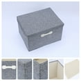 thumbnail image 2 of Unique Bargains Storage Cube, Fabric Bin with Lid and Handle Grey 14*11*7in, 2 of 5