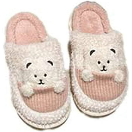 

DanceeMangoo Fluffy Cute Bear Animal Slippers for Women Furry SoftFaux Fur Non-slip Winter Cozy House Home Shoes Fashion Men Shoes Indoor