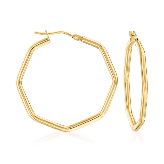 Ross-Simons Italian Geometric Hoop Earrings in 14kt Yellow Gold, Women's, Adult