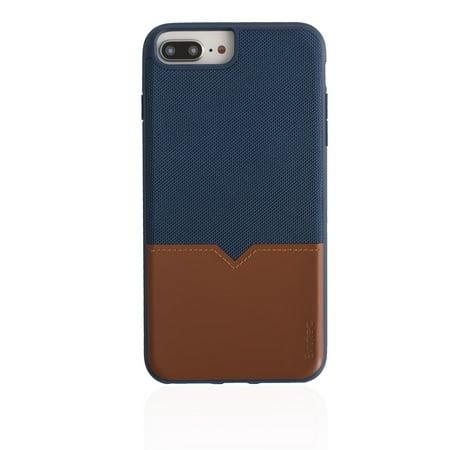Evutec Unique Heavy Duty Case Compatible with iPhone 6 plus/6s plus/7 plus/8 plus, Leather + TPU Shockproof Interior Drop Protection Durable Stylish Phone Cover-Blue/Saddle(AFIX+Vent Mount Included)