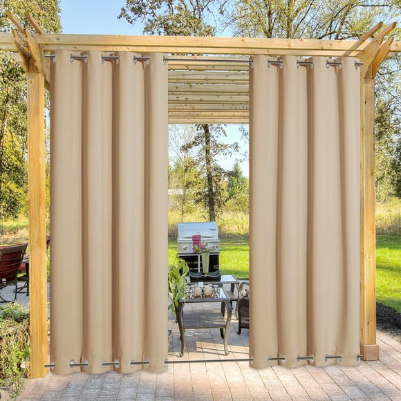 NICETOWN Outdoor Curtain for Patio Waterproof & Windproof, Thermal Insulated Top and Bottom Fixed Rustproof Grommets Light Block O
