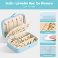 thumbnail image 3 of Cshidworld Travel Jewelry Box, Portable Jewelry Organizer for Women Girls, Double Layer Mini Jewelry Organizers and Storage Holder Boxes for Earrings, Ring, Necklaces, Bracelets (Blue), 3 of 8
