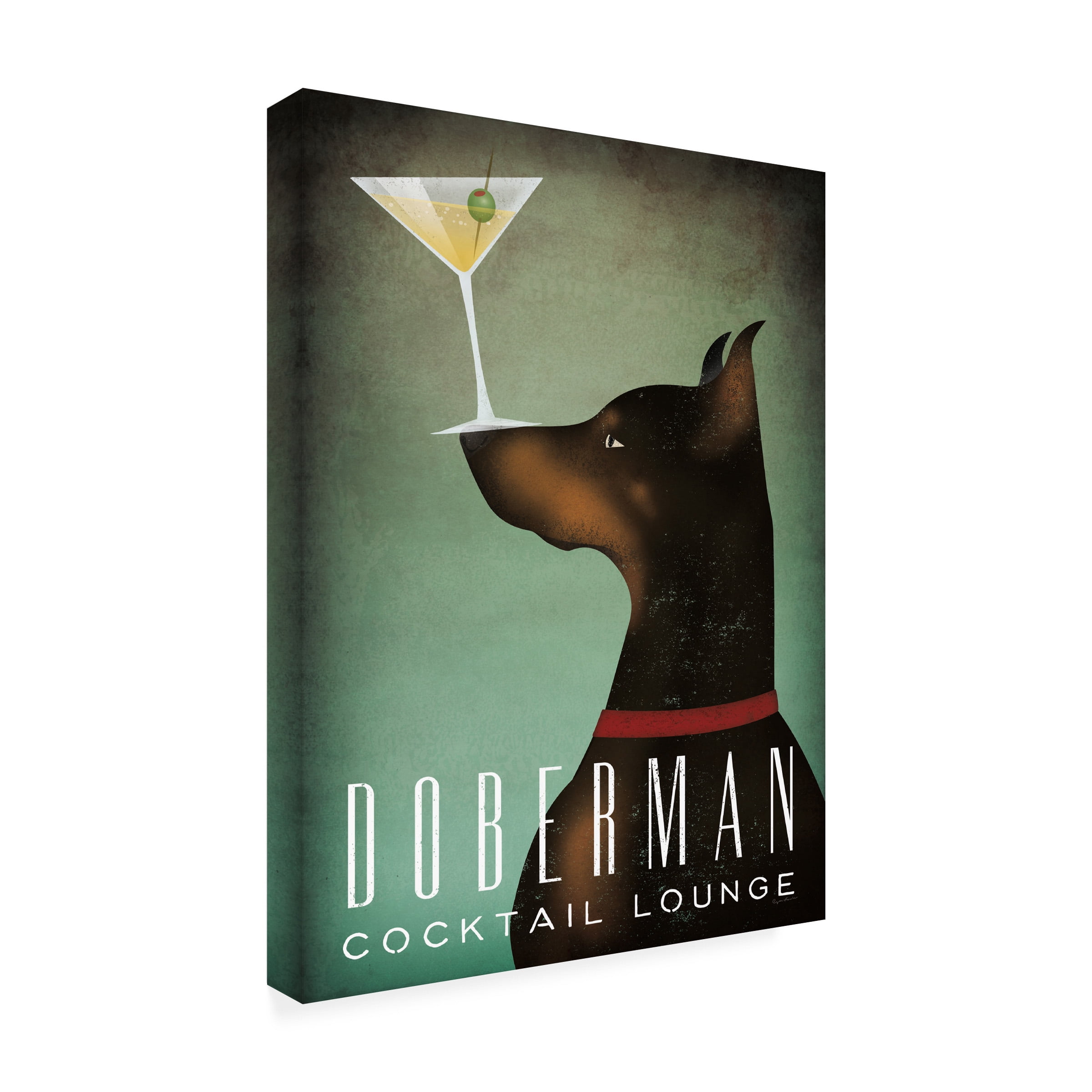 Trademark Fine Art Ryan Fowler Doberman Martini Canvas Wall Art - 35x47