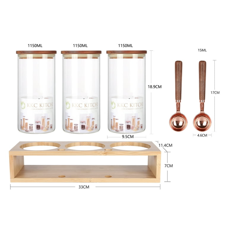 KKC Borosilicate Glass Storage Jars with Spoon (Scoop),1200ml 2pcs – kkcger