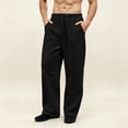 thumbnail image 2 of Qgtaibl Men's Wide Leg Sweatpants with Pockets Loose Fit Breathable Casual Workout Trousers Drawstring Elastic Waist Uncuffed Fall Joggers Black XS, 2 of 6