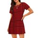 thumbnail image 1 of Fotbe Red Black Houndstooth Bata de Dormir para Mujer con Estampado, Camisón de Algodón de Manga Corta, Ropa de Dormir Casual, 1 of 6