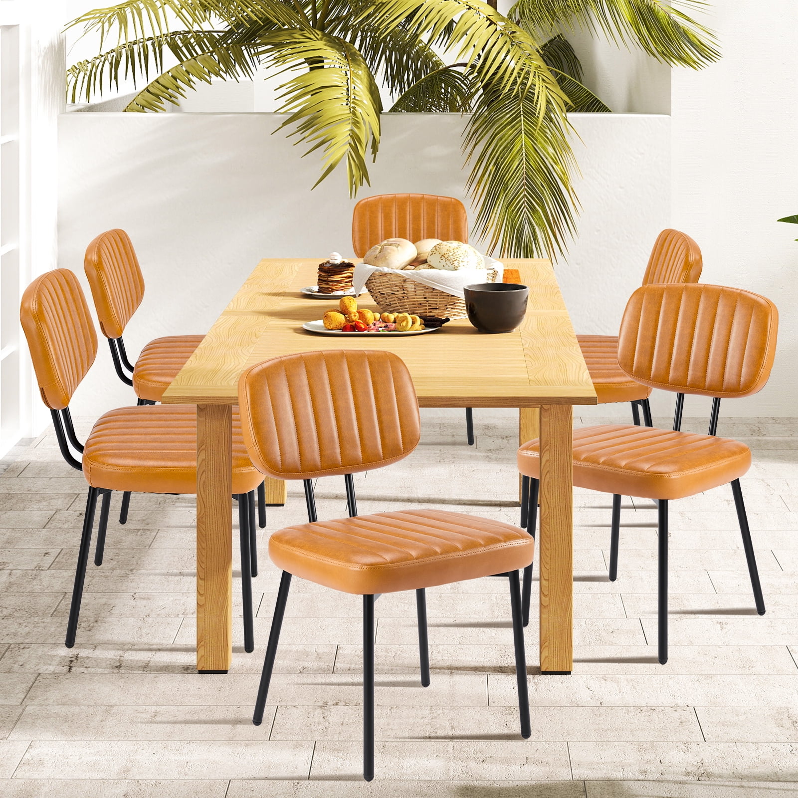 JOINSUN Mid-century Dining Chairs, Kitchen Chairs Set of 2, Brown