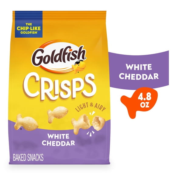 Goldfish Crisps White Cheddar Baked Chip Crackers, 4.8 Oz Bag