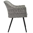 thumbnail image 3 of Modway Endeavor 19" Rattan & Fabric Outdoor Patio Dining Arm Chair in Gray, 3 of 6