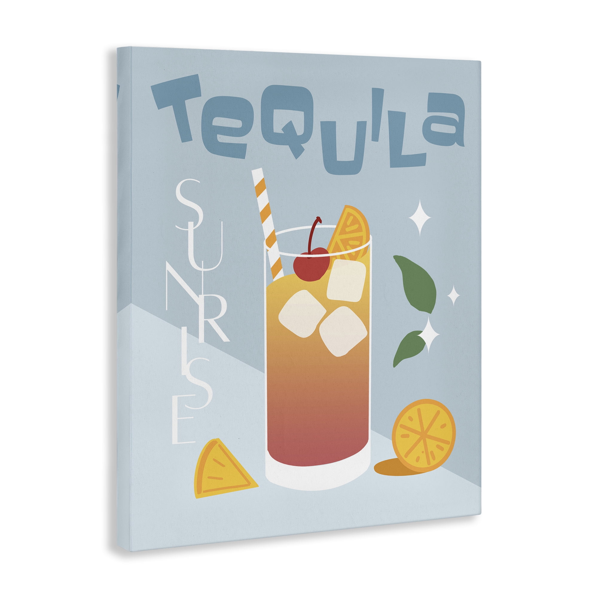 Stupell Industries Tequila Sunrise Typography Food & Beverage Painting Wrapped Canvas Art Print Wall Art, 36 x 48