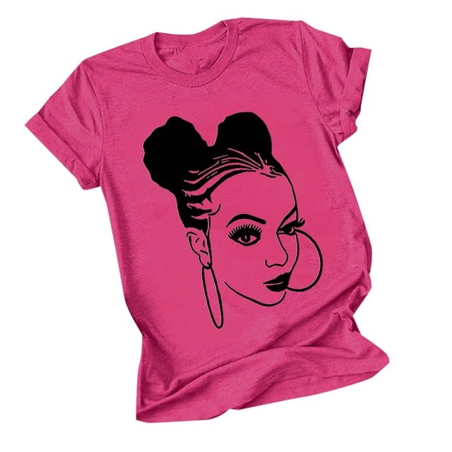 Tops de Manga Corta de las Mujeres, Cuello Redondo Impreso, Camiseta de Manga Corta para las Mujeres