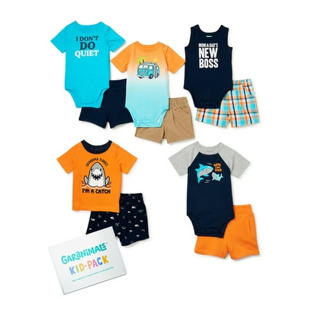 Garanimals Baby Boy Summer Shark Kid-Pack Outfit Set, 10-Piece