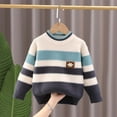 thumbnail image 2 of 2025 Enfants Filles Garçons Motif Col Rond Manches Longues Chandail Décontracté Tricoté Pulls Hauts 2-10 Ans Bleu, 2 of 7