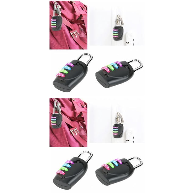 Eigraketly Office School Keyless 4-digit Combination Lock Trip Security Drawer Accessories Padlock Traveling Locker Gate Suitcase Business Teclas negras/coloridas 2Conjunto