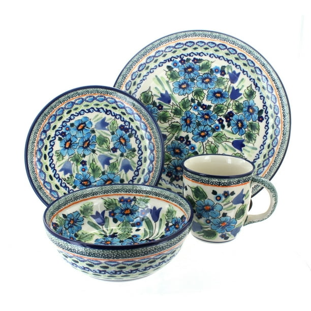 Blue Rose Polish Pottery Ballina 16 Piece Dinnerware Set