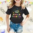 thumbnail image 2 of MIXUE Girls Tops & T-Shirts Kids Summer Cute Preschool Graduation Print Round Neck Short Sleeve Loose Fit Casual Tee Shirts Sportwear,Black,6-7 Years, 2 of 4