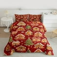 thumbnail image 2 of jejeloiu Happy New Year Bedding Comforter Set,Chic Christmas Biscuit Twin Comforter Sets,Red Green Brown Bedding Set For Teens,Microfiber Bedroom Decor Reversible,2-Piece, 2 of 8