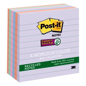 Post-it Grid-Lined Sticky Notes, 4in. x 6in., White with Blue Grid ...