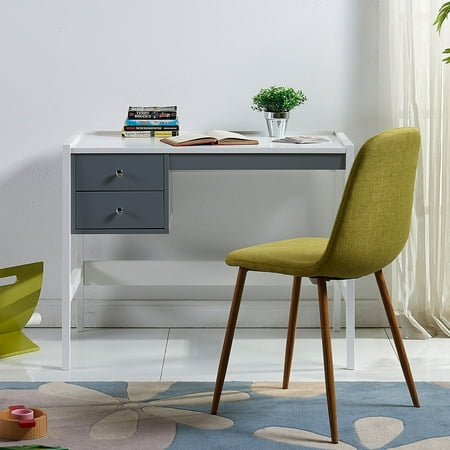 Versanora Kids Desk With Two Storage Drawers White And Gray Versanora Kids Desk With Two Storage Drawers White And Gray