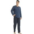 thumbnail image 2 of LNFINTDO Mens Pajama Sets Long Sleeve Thermal Shirts Flannel Pajama Bottoms Mens Sleep Loungewear Sets Soft Warm Plaid Pj Set for Men, Navy & Navy Plaid, Large, 2 of 7