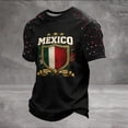 thumbnail image 2 of WAYUTE Men's Mexico Football Tshirts Short Sleeve Crew Neck Football T-Shirts for Men with National Flag Colors Detail Casual Stretch Soft Sporty Tee Top,Black,L, 2 of 3