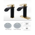 thumbnail image 3 of WOWOW Waterfall Bathroom Faucet,Black and Gold Bathroom Sink Faucet for 1 Hole or 3 Holes, Single Handle Vanity Faucet with Metal Pop up Drain, Stainless Steel Basin Sink Faucet Tap for RV Lavatory, 3 of 8