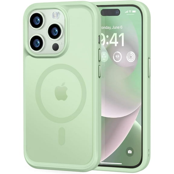 Strong  for iPhone 14 Pro Case, [Compatible with Magsafe][13FT  Drop Protection] Slim Translucent Matte Shockproof Case for iPhone 14 Pro Phone Case 6.1'', Light Green