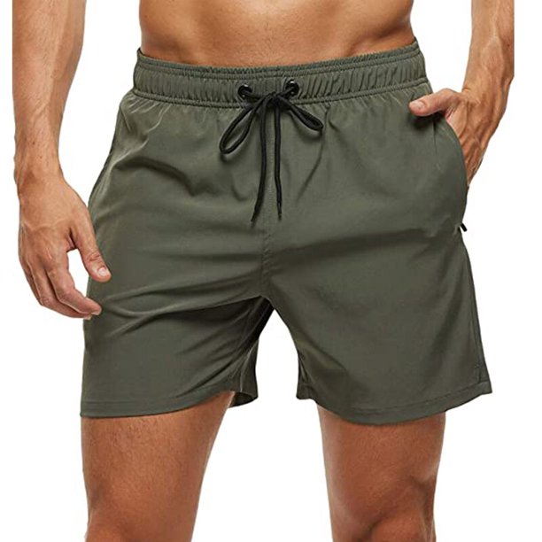 Pantalones cortos de playa para hombre, bañador con cierre elástico, secado rápido, bolsillos con cremallera Fivean unisex