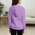 thumbnail image 3 of Girls Full Zip Fleece Hoodie Jacket Soft Fuzzy Sherpa Hooded Coat Fall Winter Outerwear with Pockets 5-14Y, 3 of 5