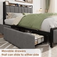 thumbnail image 3 of Eastvita Full-Size Gray Bed Frame Rustic Linen Upholstered Platform Bed with 2 Storage Drawers/Charging Station/Storage Headboard - Heavy Duty/No Box Spring/Easy Assembly, 3 of 6