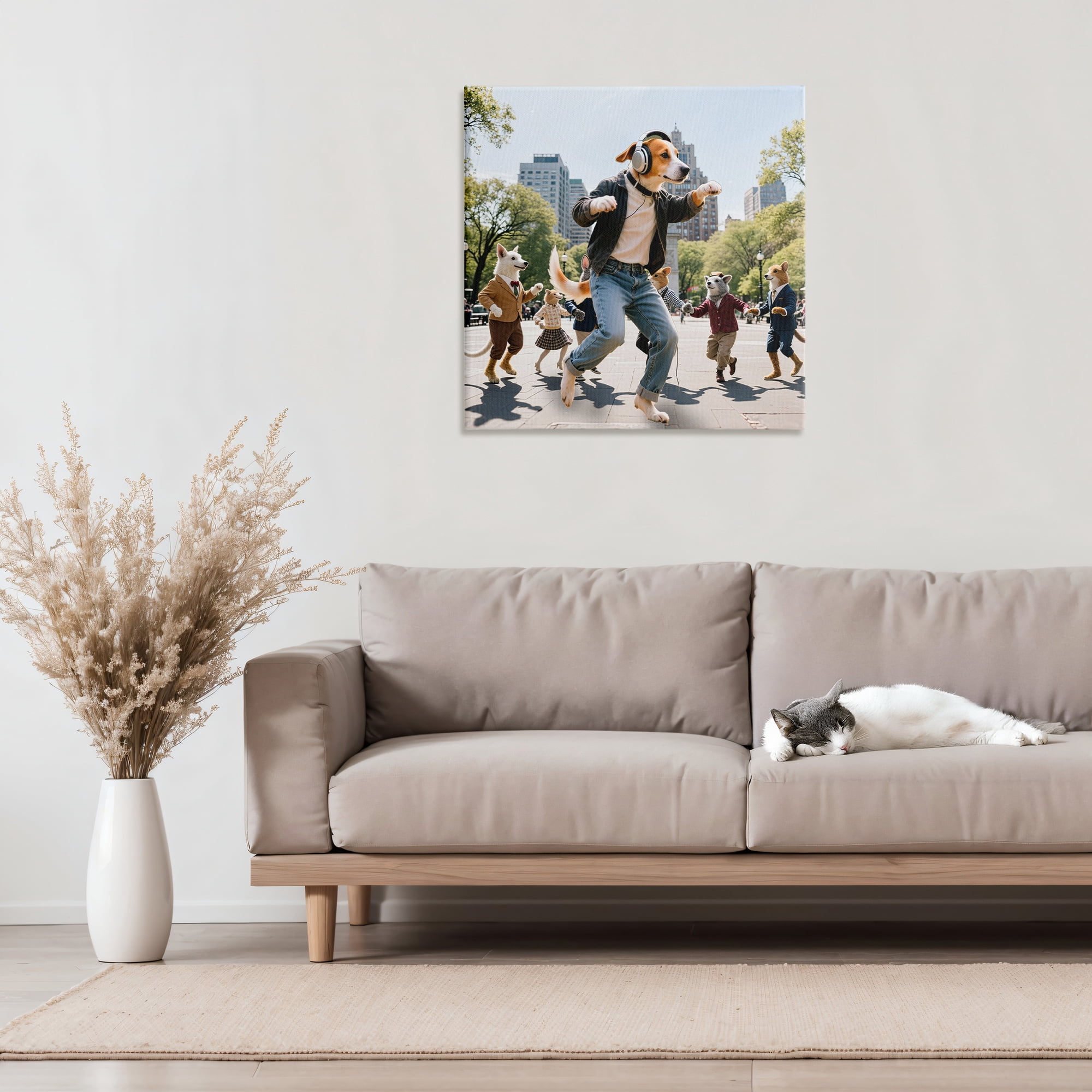 Stupell Industries Stylish Dog Dancing in Park Canvas Wall Art, design by CAD Designs